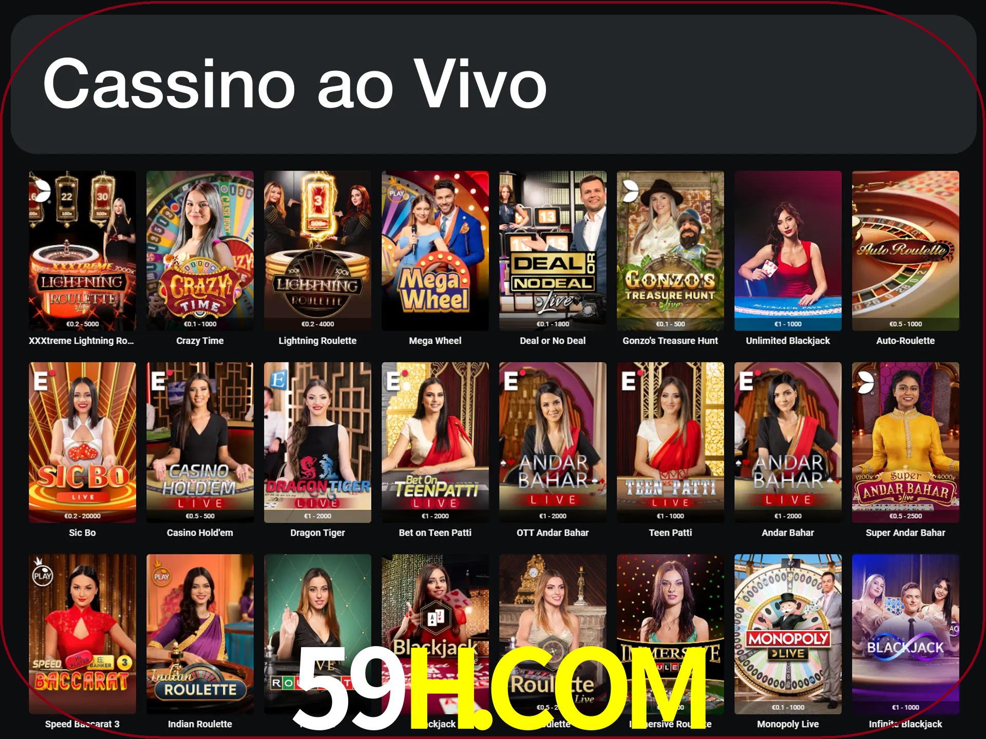 Jogue jogos de cassino com um verdadeiro dealer.