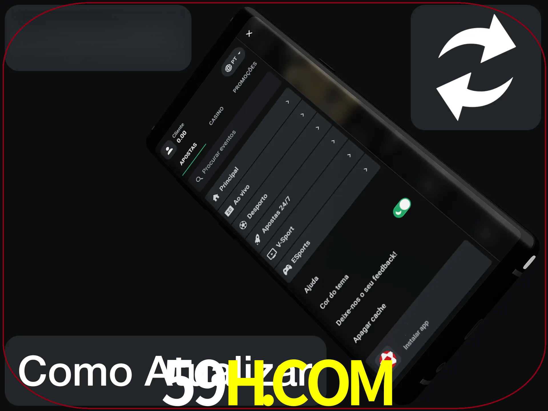 O aplicativo é atualizado automaticamente quando você faz o login.