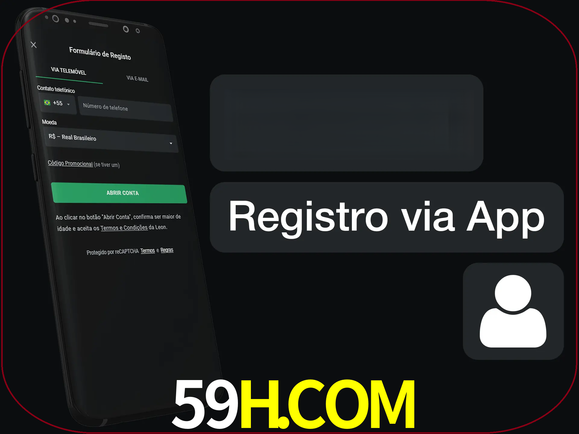 Registre-se com duas etapas usando o aplicativo.