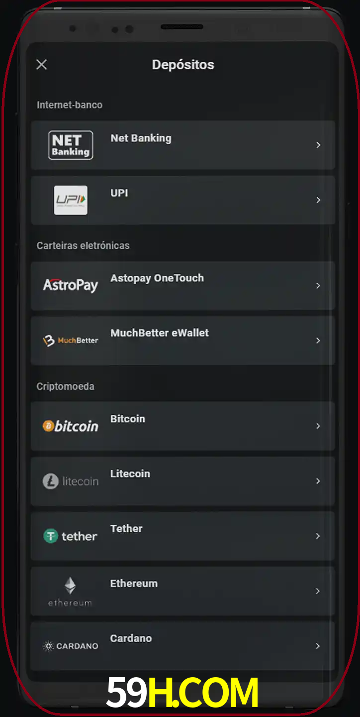 Você pode usar métodos alternativos de depósito.