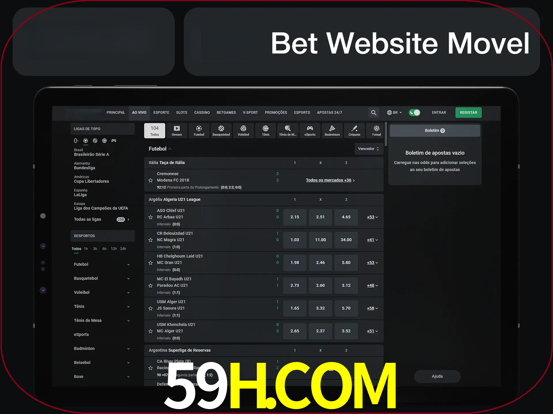 Use nosso website em qualquer dispositivo.